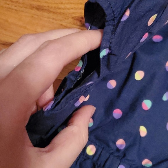 Cat & Jack Lightly Used Blue Mini Babydoll Dress w/ Polka Dots Infant 12 Months - Picture 4 of 7